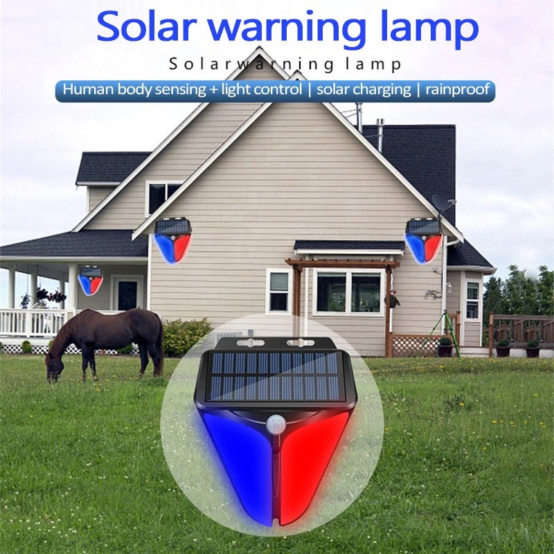 2/4X Solar Alarm Light Strobe Light Wireless Motion Sensor Detector Outdoor LED