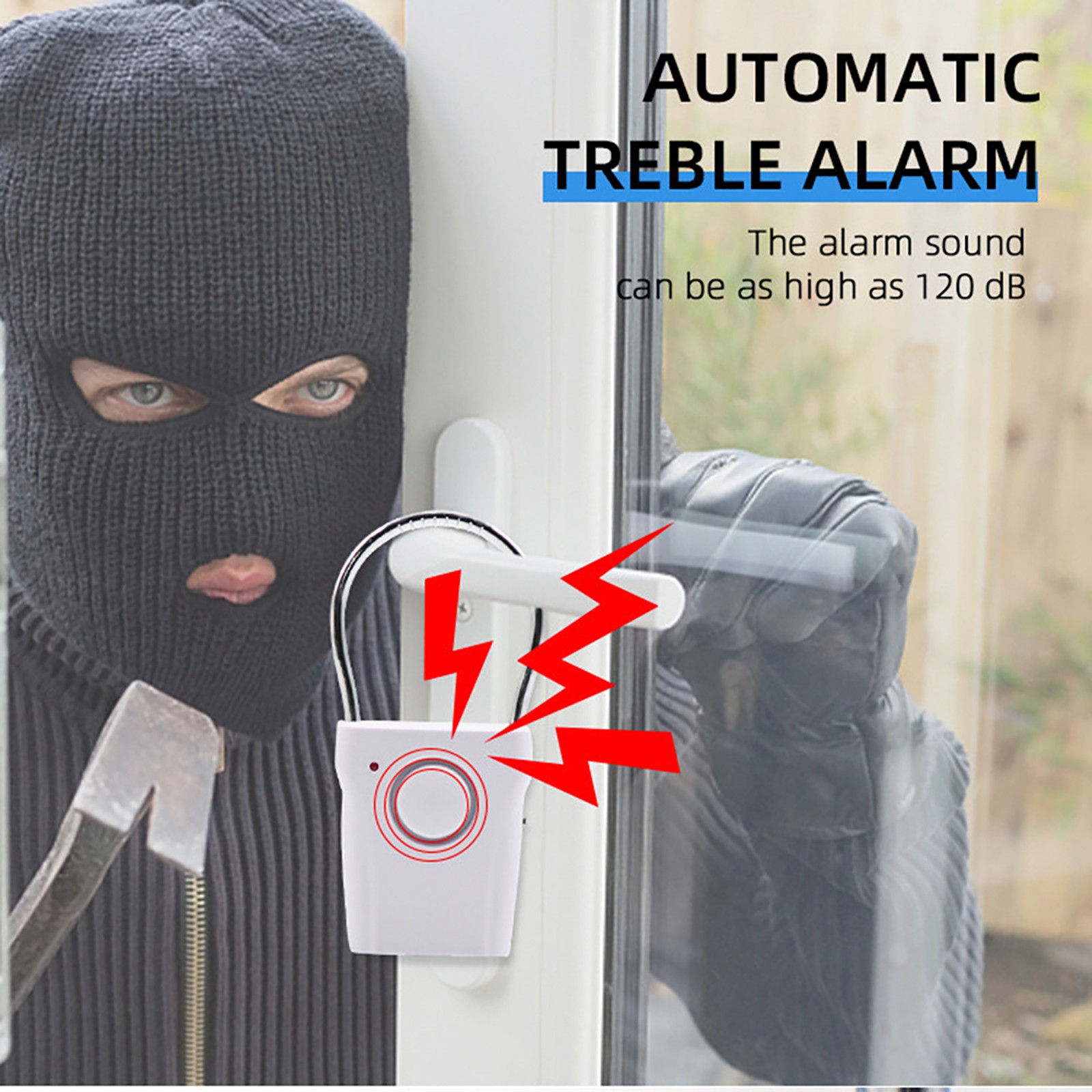 Battery Operated 115dB Touch Sensor Door Handle Alarm Anti-Theft Home Security
