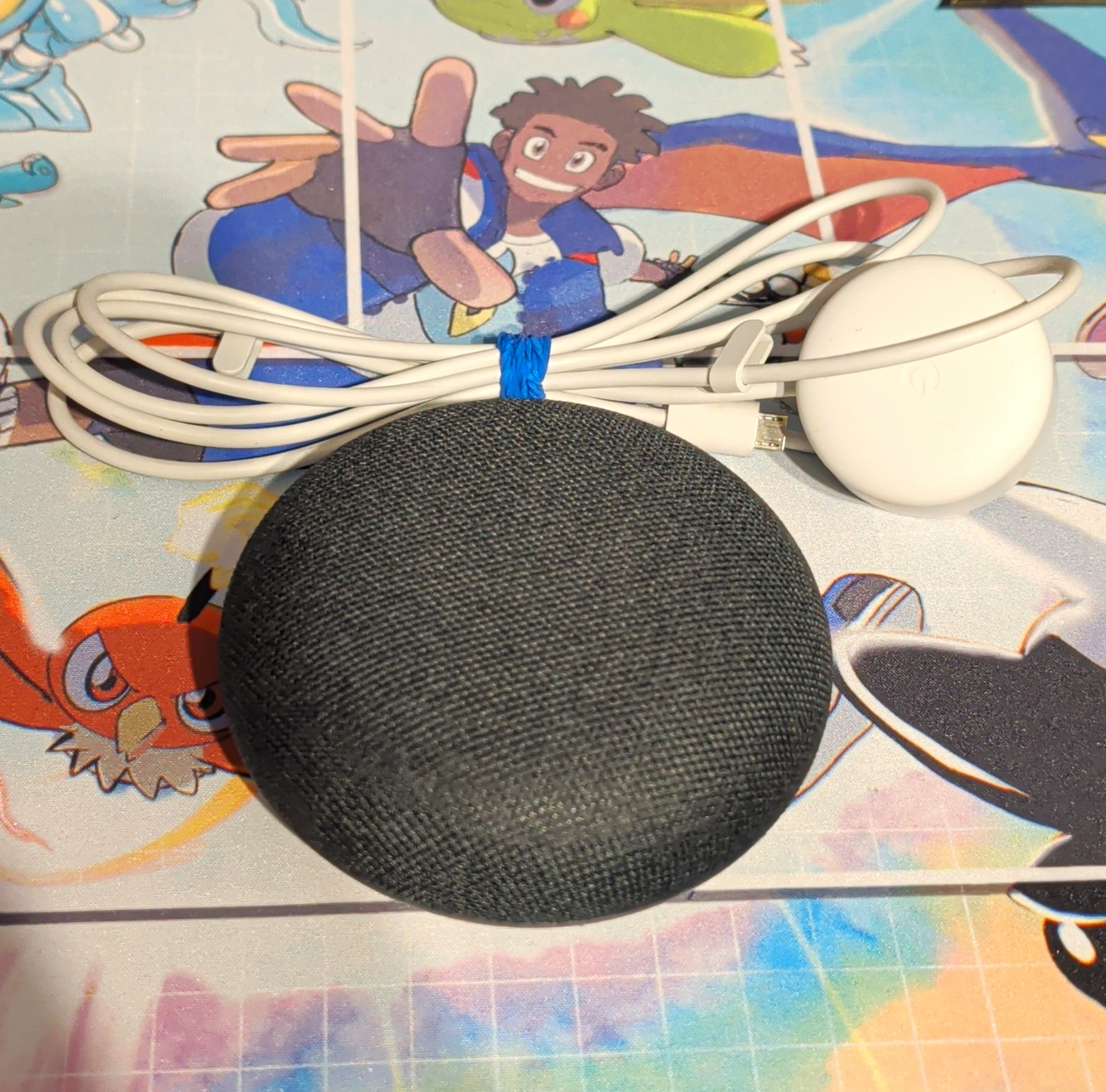 Google Home Mini Smart Speaker Gray/Orange Fabric, Bluetooth, Google Assistant