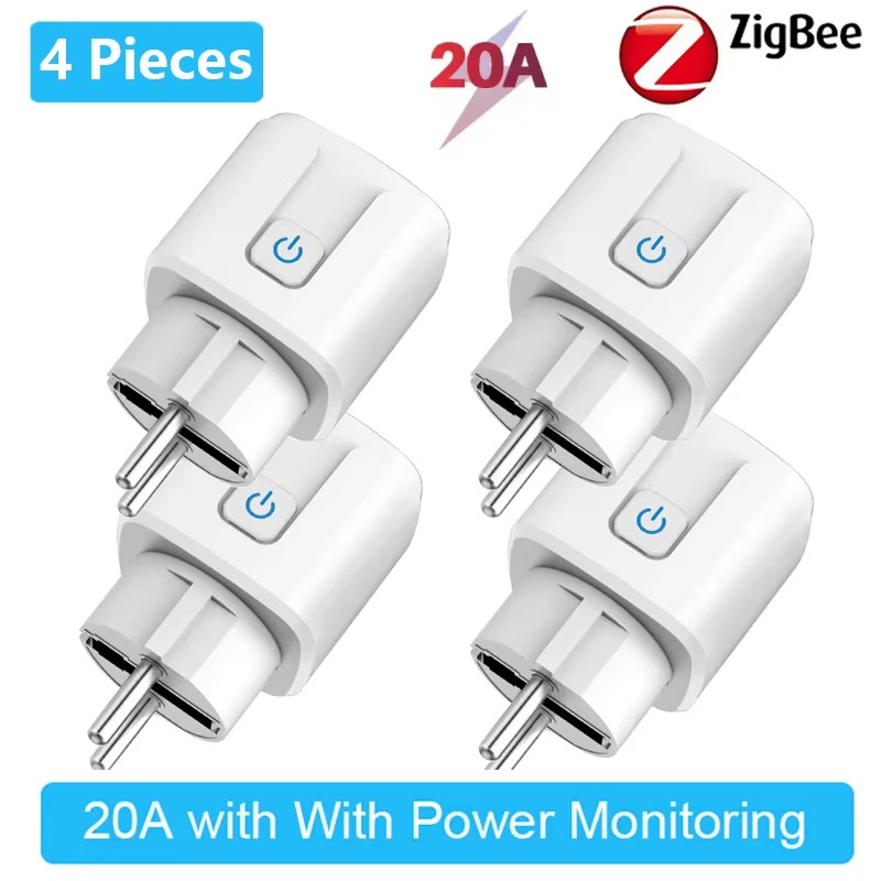 Tuya Smart Zigbee 3.0 Power Plug 16A/20A EU Outlet 4400W Meter Remote Control Wo
