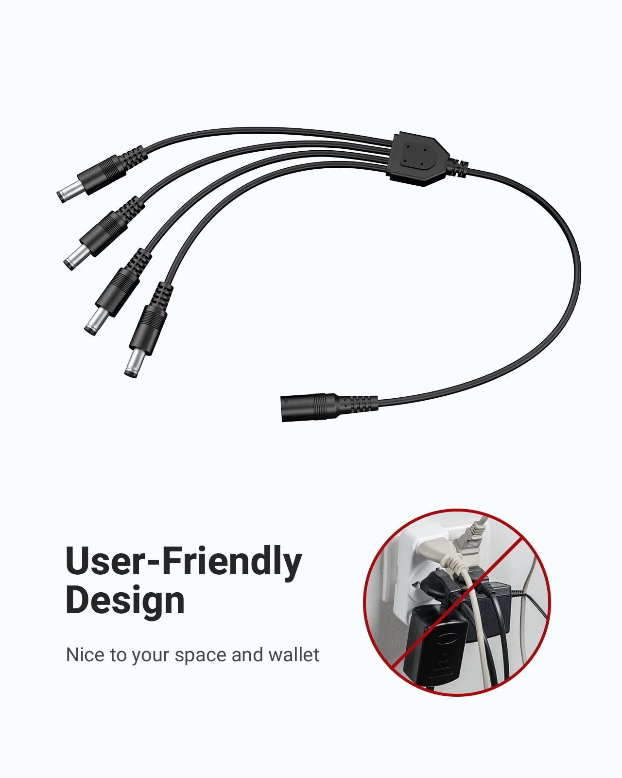 Power Adapter Supply AC to DC 12V2A and 1-to-4 Splitter Power Cord for CCTV S…