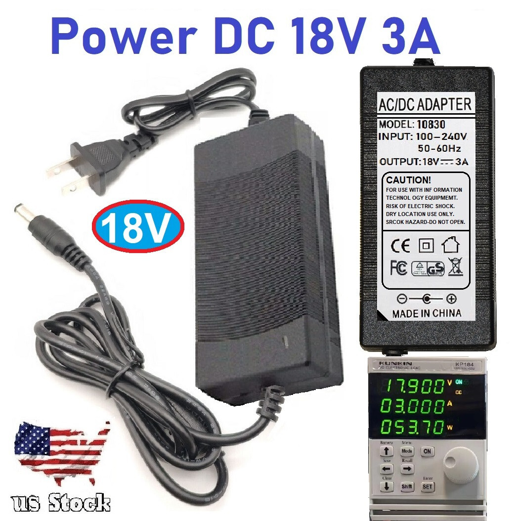 Tesyed 18V 3A 3000mA AC Adapter to DC Power Supply Charger Cord 5.5×2.1mm US plu
