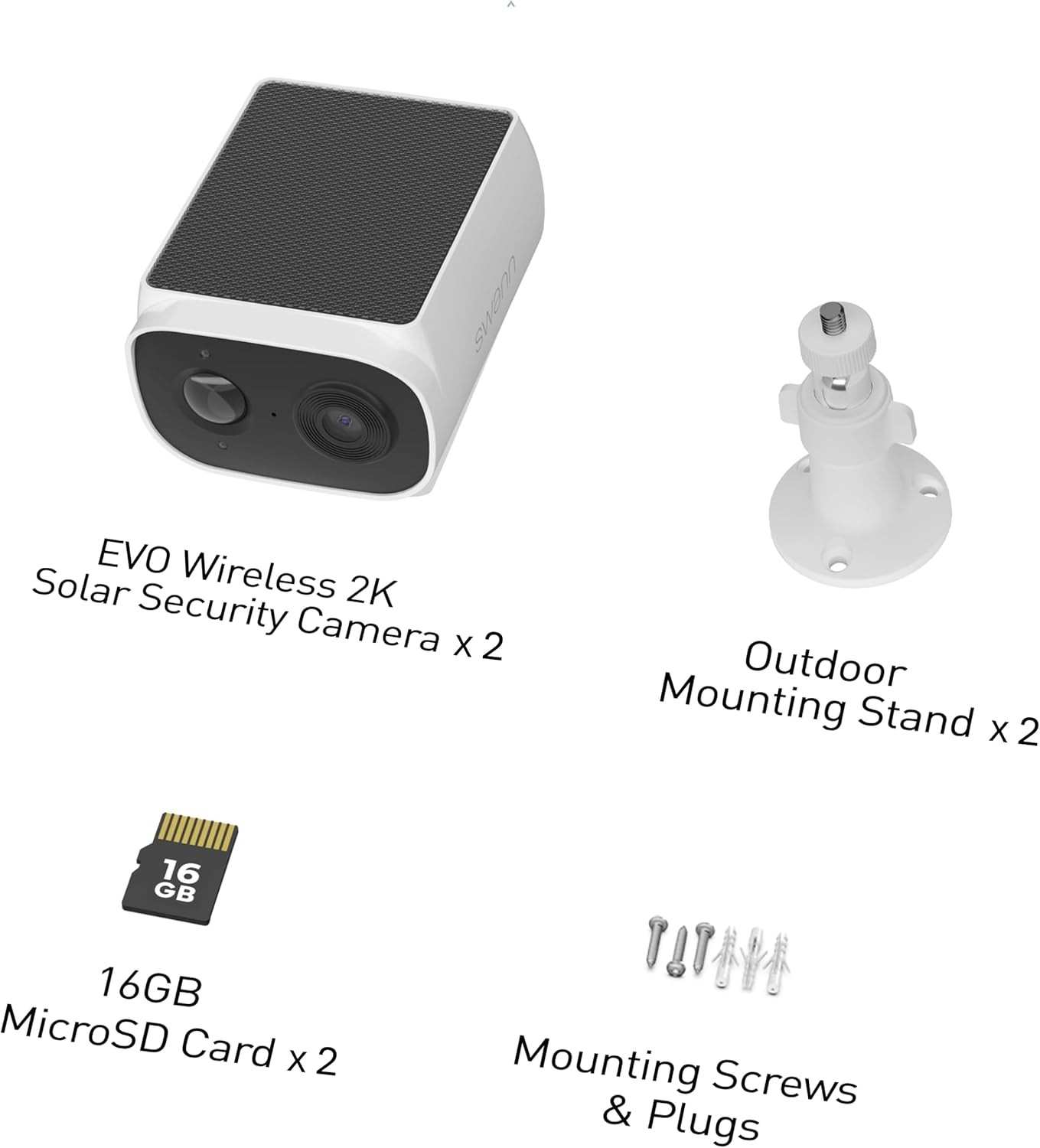 Swann EVO Solar 2K Wireless Security Camera w/16GB Card – 2 Pack SESOL2KBCPK2