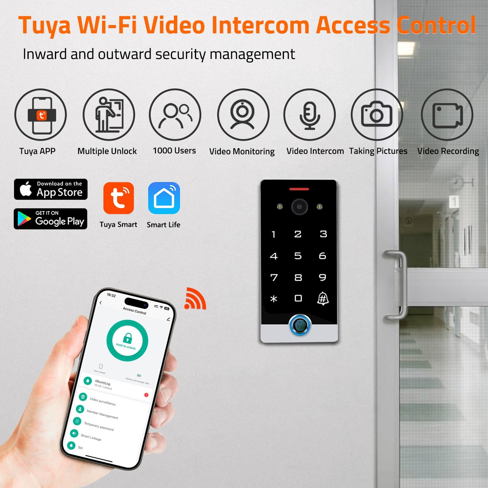 Smart WiFi Video Intercom & Doorbell Tuya Access Control System, Doorbell-ACS