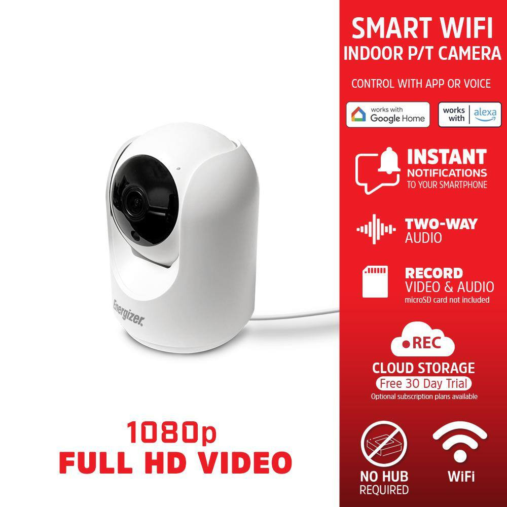 Pan and Tilt Wired Wifi Indoor White 1080P HD AC Powered Surveillance Home Secur