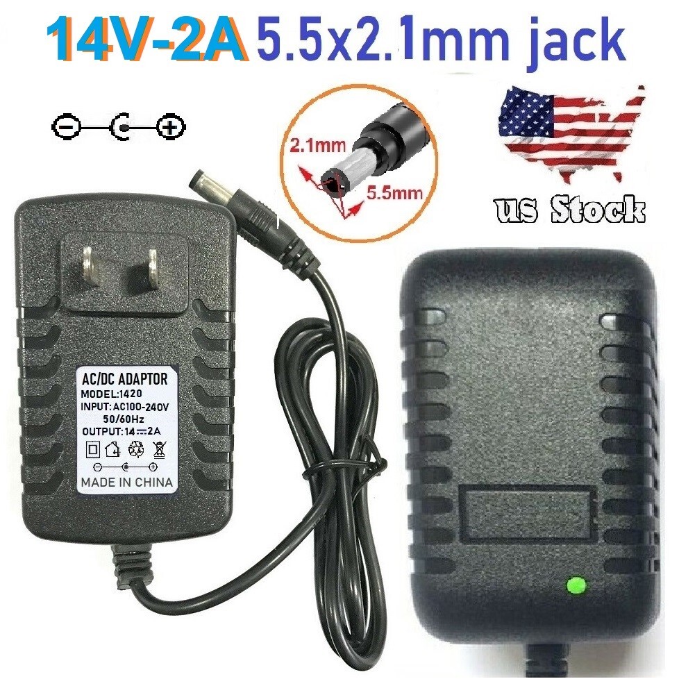 14V 2A 2000mA AC Adapter to DC Power Supply Charger Cord 5.5×2.1mm US plug