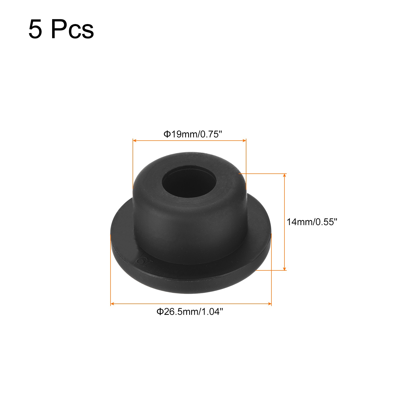 5pcs High Temp Silicone Plug t Shape Stopper Black 26.5x14x4mm