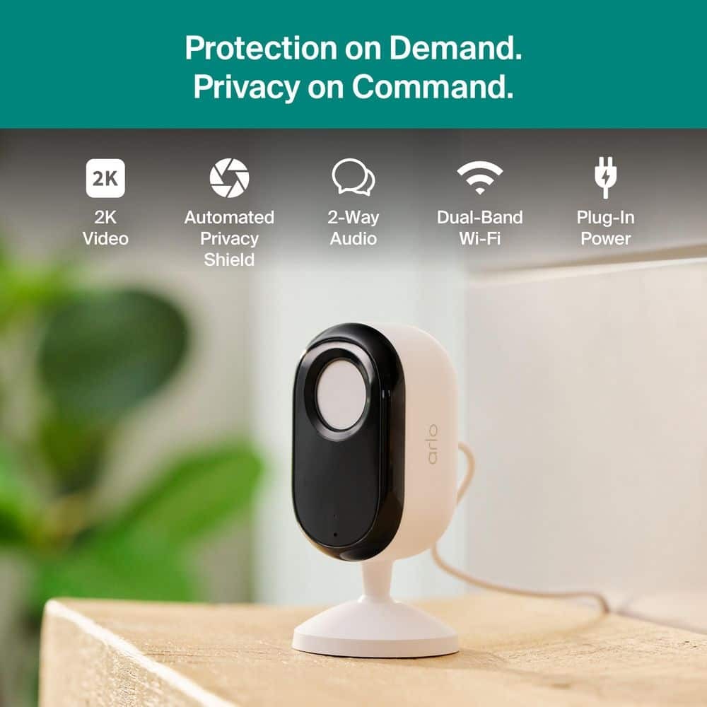 Essential Plug-In Indoor Security Camera 2K (3Rd Gen) with Dual-Band Wi-Fi and P