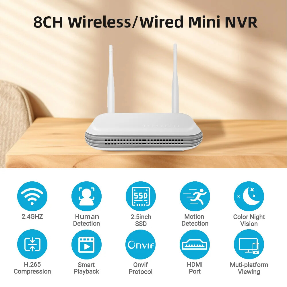 6MP CCTV System WiFi Camera NVR Kit Security Audio IP Cameras Dual Lens Wireless