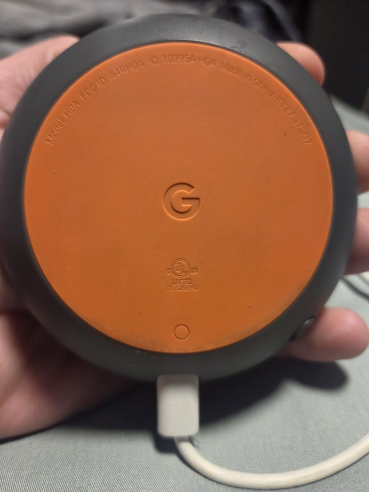 Google Home Mini Smart Speaker Gray/Orange Fabric Sphere, Bluetooth Wi-Fi