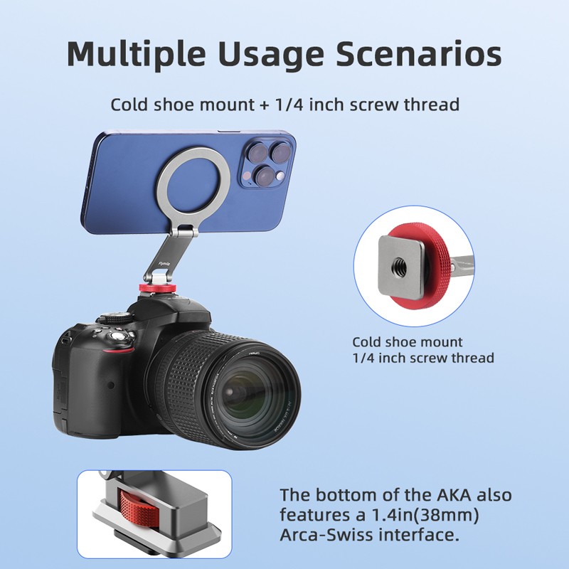 1/4 Adapter Magsafe Folding Cold Shoe Mount Camera Phone Photography Accessories