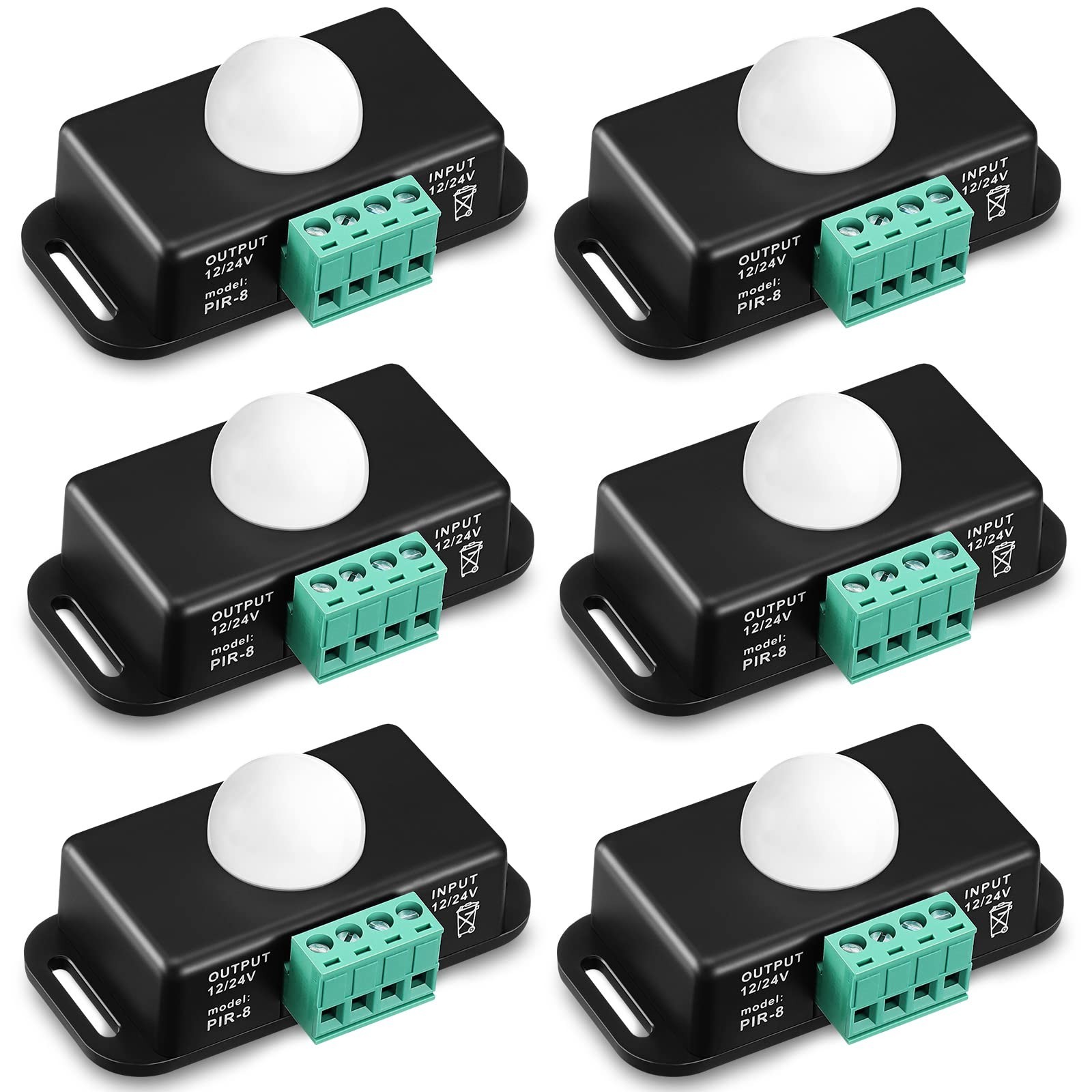 6 Pack PIR Motion Sensor LED Light Switch – 12V/24V Infrared Detector with Timer