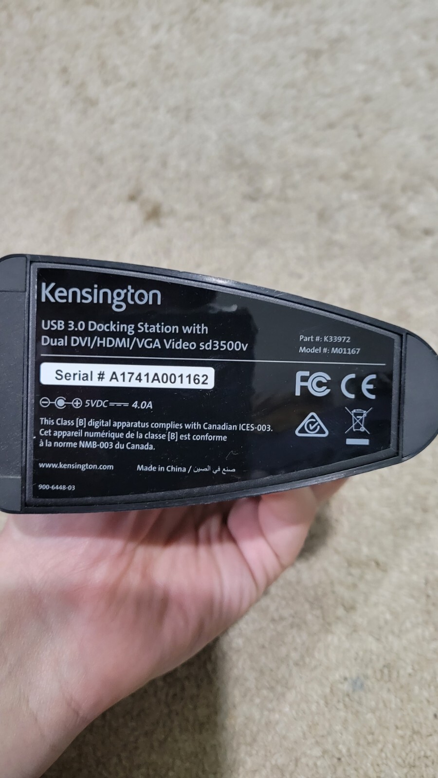 Kensington USB 3.0 SuperSpeed Dock Dual DVI/HDMI/VGA Video SD3500V