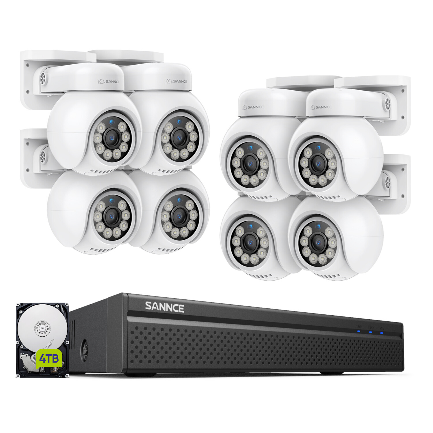 SANNCE 8CH NVR 4K POE PT Security Camera System AI Auto Tracking Two Way Audio