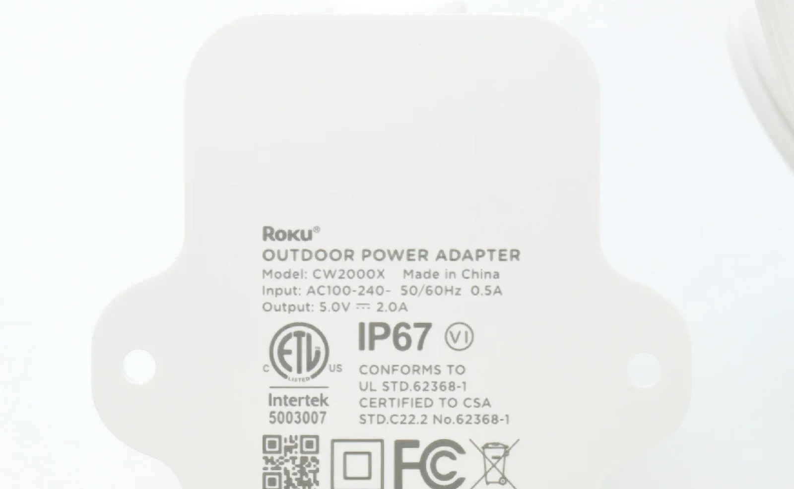 Roku Cam Outdoor Power Adapter CW2000X 5V2A For Wyze Cam V4 V3 V3 Pro OG IP67