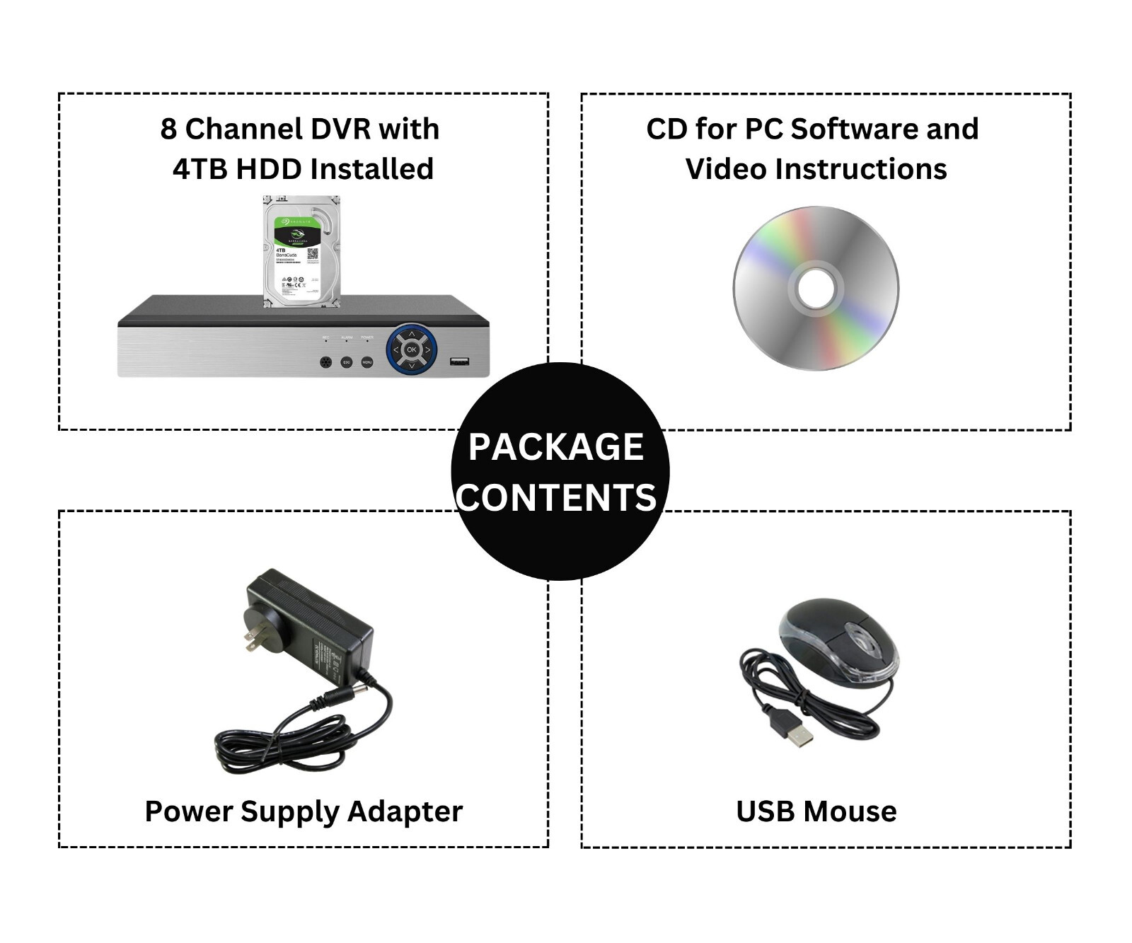 8 Channel H.265 Digital Video Recorder 4TB HDD Remote Monitoring Easy Setup DVR
