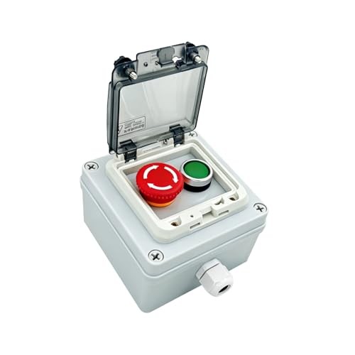 IP67 Waterproof Push Button Switch Box, Green/emergency stop button switch box