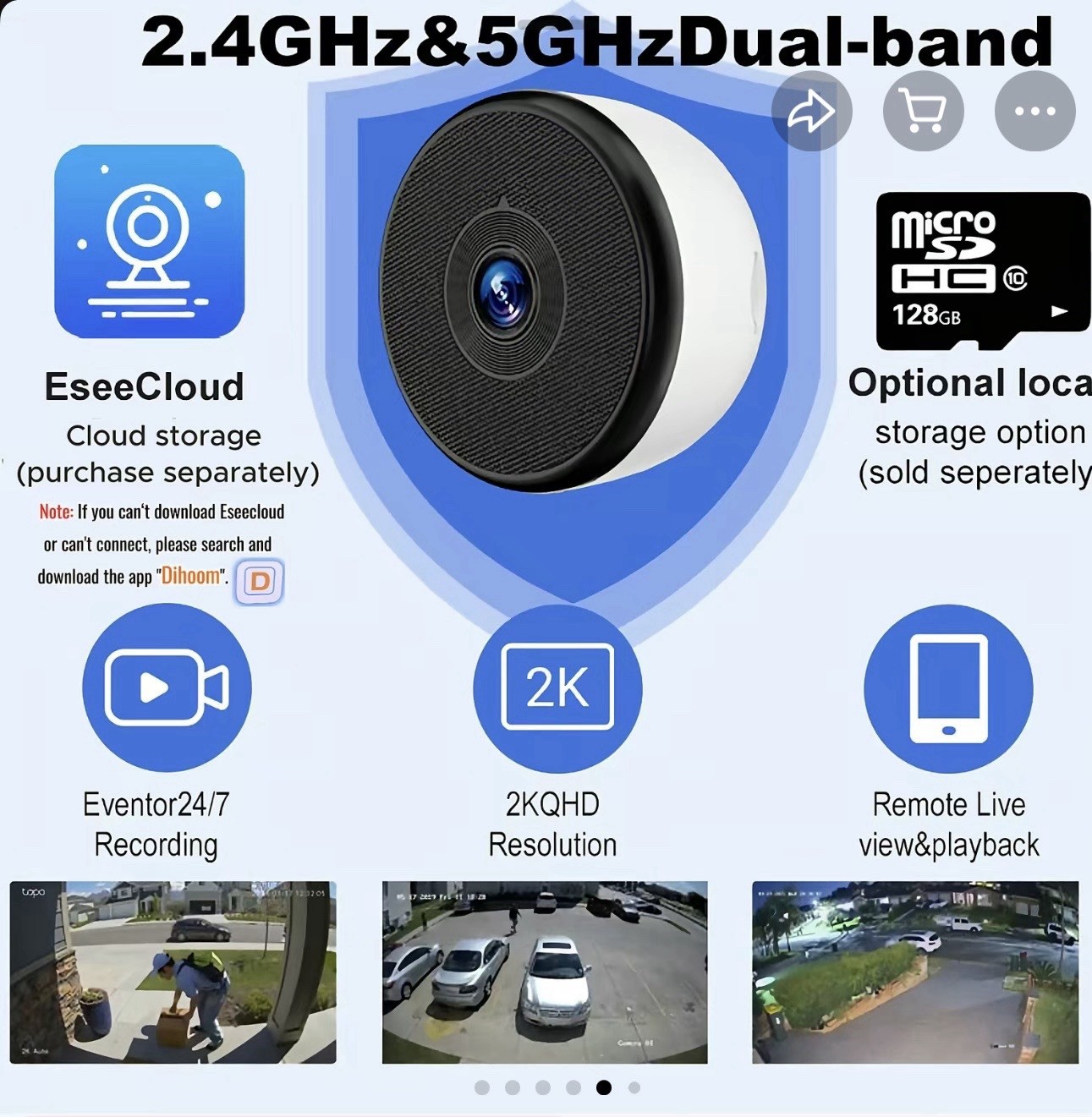 3MP 2K Window Camera 2.4GHz & 5GHz WiFi Indoor Cameras for Home Security with…