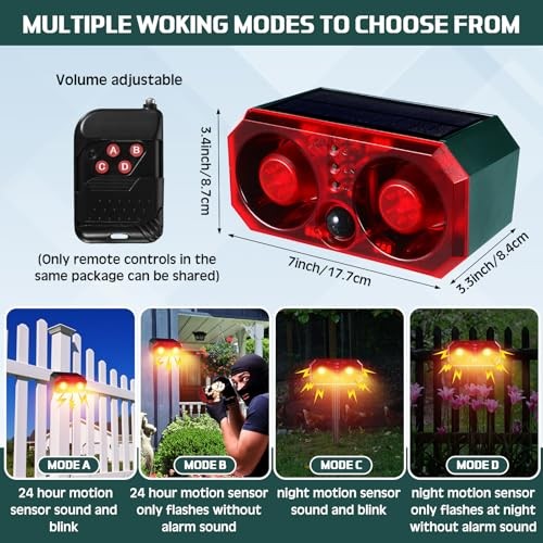 Solar Outdoor Motion Sensor Alarm with Stake – Animal Deterrent – 4 Pcs