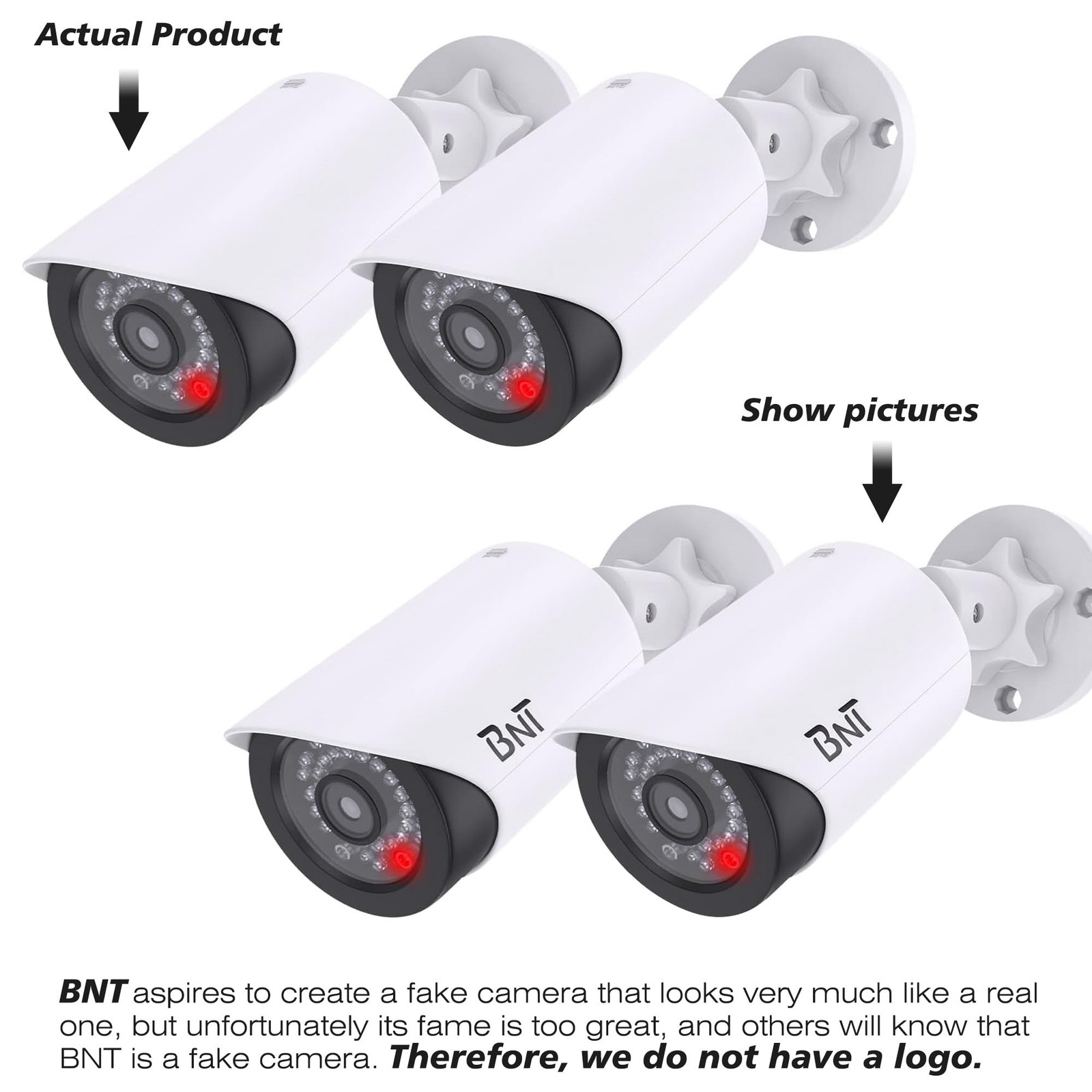 BNT Dummy Fake Camera, Surveillance Security 2 Count (Pack of 1), white 2pack