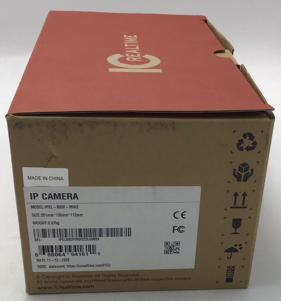 ICRealtime IPEL-B80F-IRW2 8MP Network IR Indoor/Outdoor Bullet Camera u560