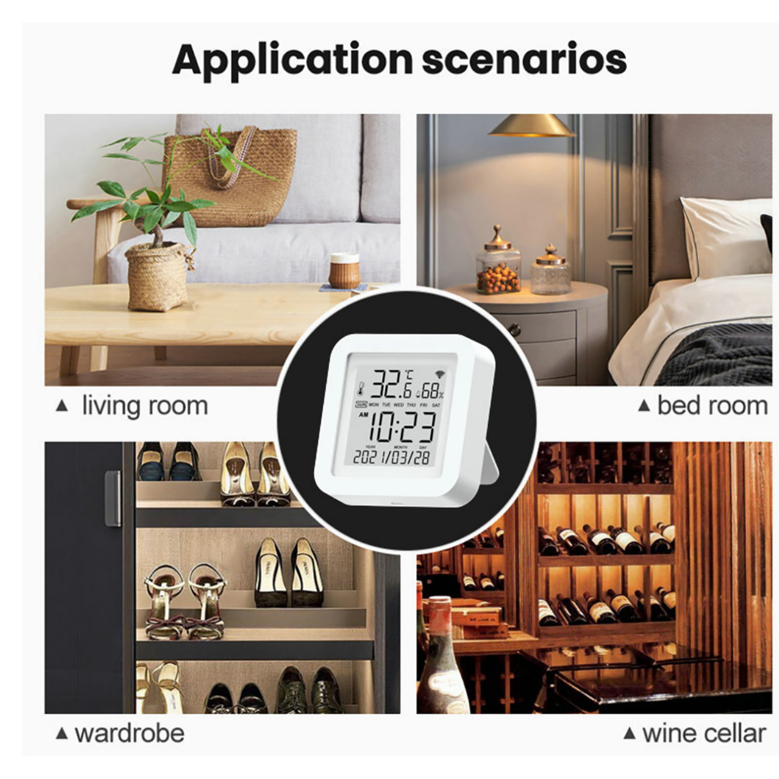 ABS Smart Thermometer Hygrometer Wi-Fi Temperature Humidity Sensor Monitor
