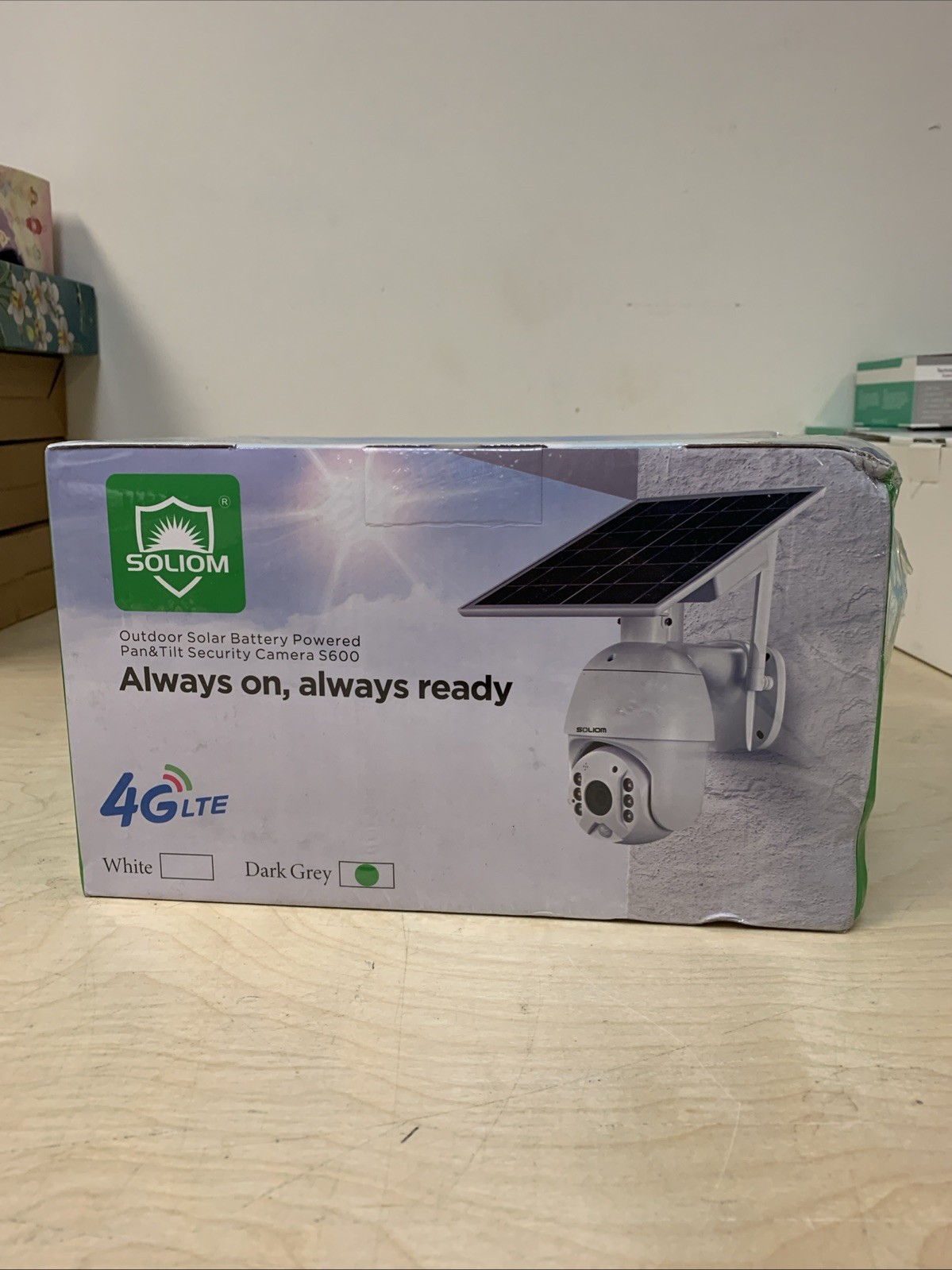 SOLIOM S600 3G/4G LTE Outdoor Solar Powered Cellular Security Camera (Dark Grey)