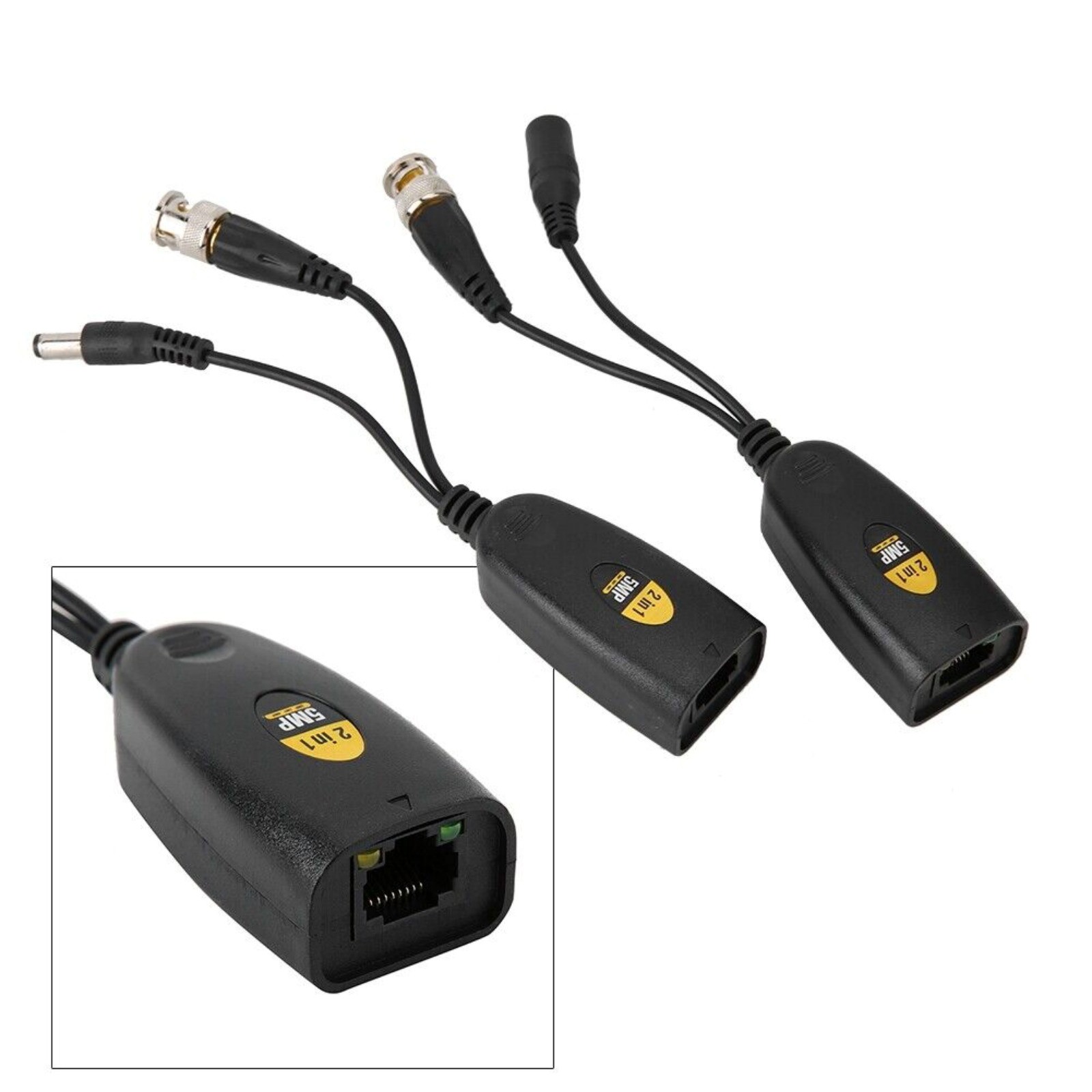 1 Pair Thunder-Proof Level 3 BNC To POE Adapter Balun Connector For Surveillance