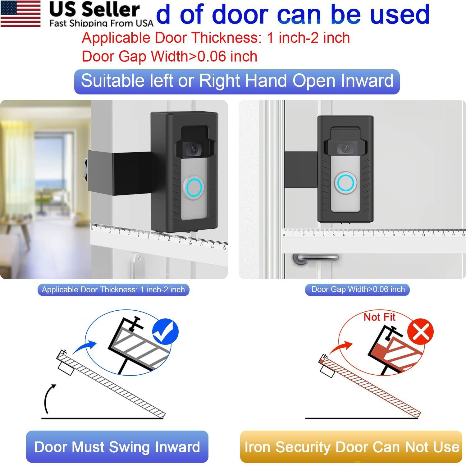 SZAOYU Anti-Theft Doorbell Door Mount,No-Drill Mounting Bracket for Video…