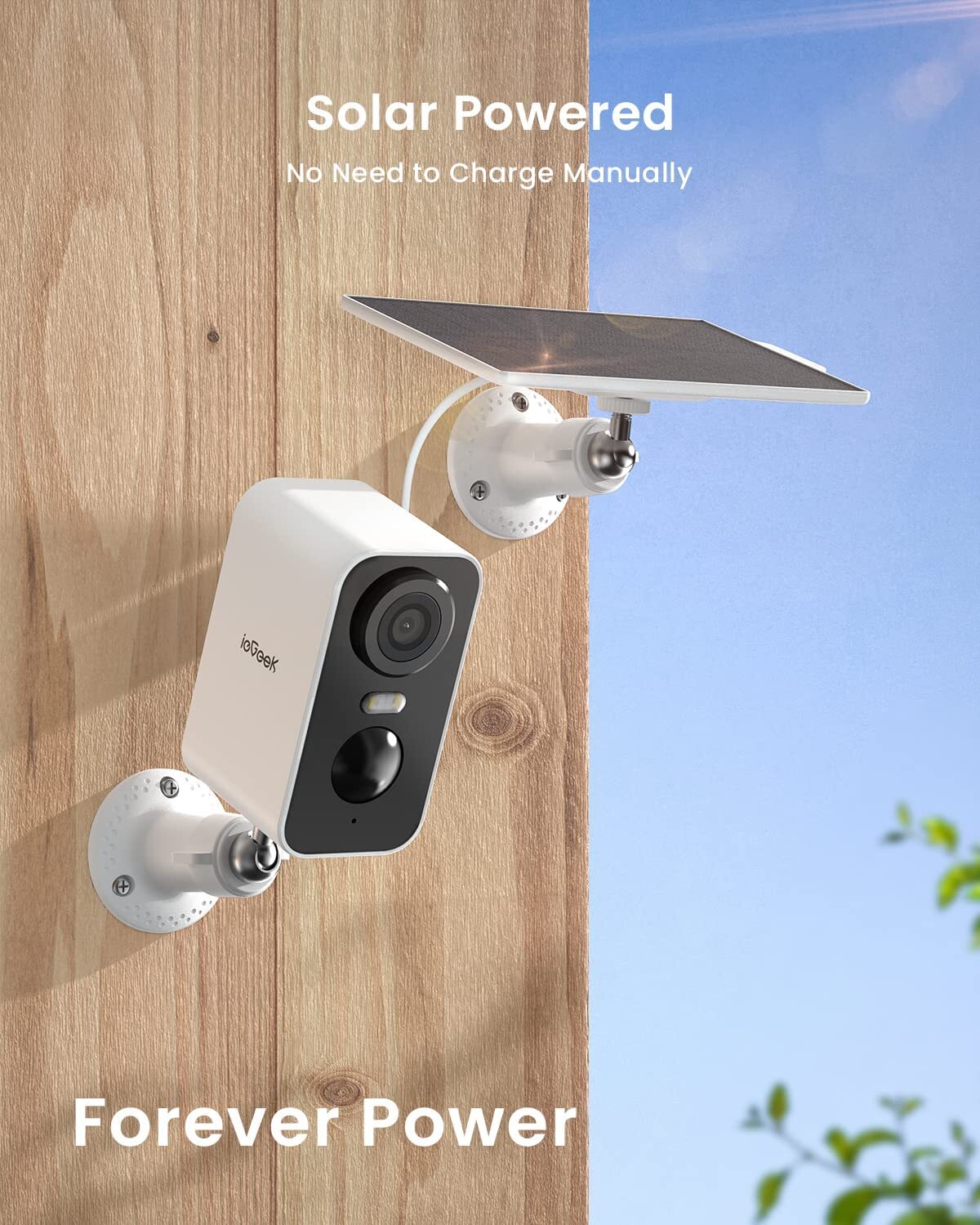 ieGeek Outdoor 2K Solar Security Camera 3MP Wireless Battery Powered CCTV System