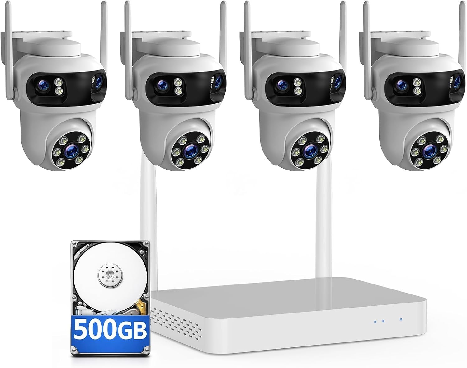 Security Camera System Wireless Outdoor Triple-Lens 3K 360°PTZ WiFi IP 10CH NVR