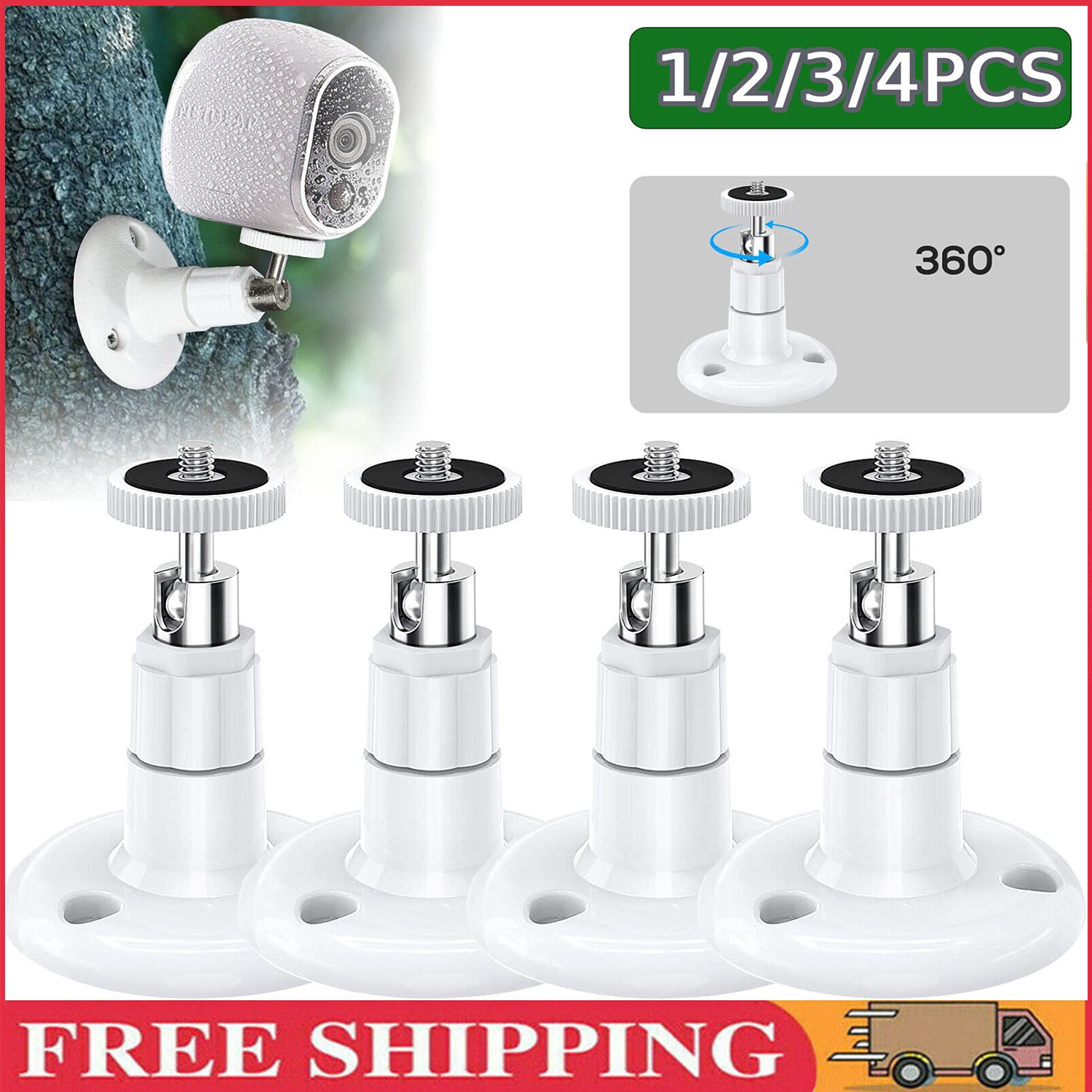 4PC 360° Adjustable Wall Mount for Arlo Pro 4/3/2, Arlo Ultra Eufy Cam 2C Camera