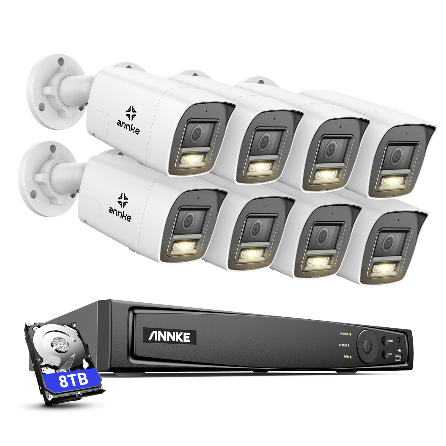 ANNKE 3K POE Security Camera System Two Way Audio 16CH 4K NVR Color Night Vision