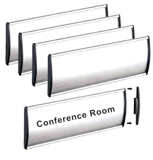 5 Pcs Office Name Plates Holder for Doors, 3 Inches x 8 3*8 Silver Name plate