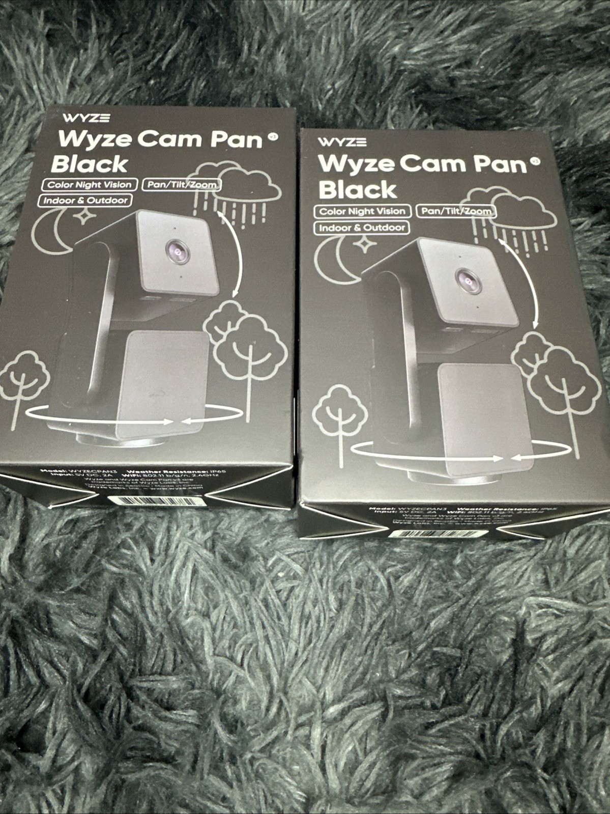 Lot Of Two Wyze Cam Pan v3 Indoor/Outdoor IP65 1080P 360° Pan/Tilt/Zoom Wi-Fi