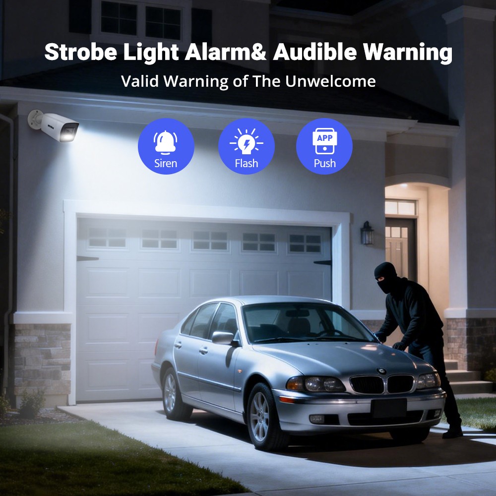 ANNKE 5MP Audio POE Security IP Camera 3K Outdoor Color Night AI Human Detection