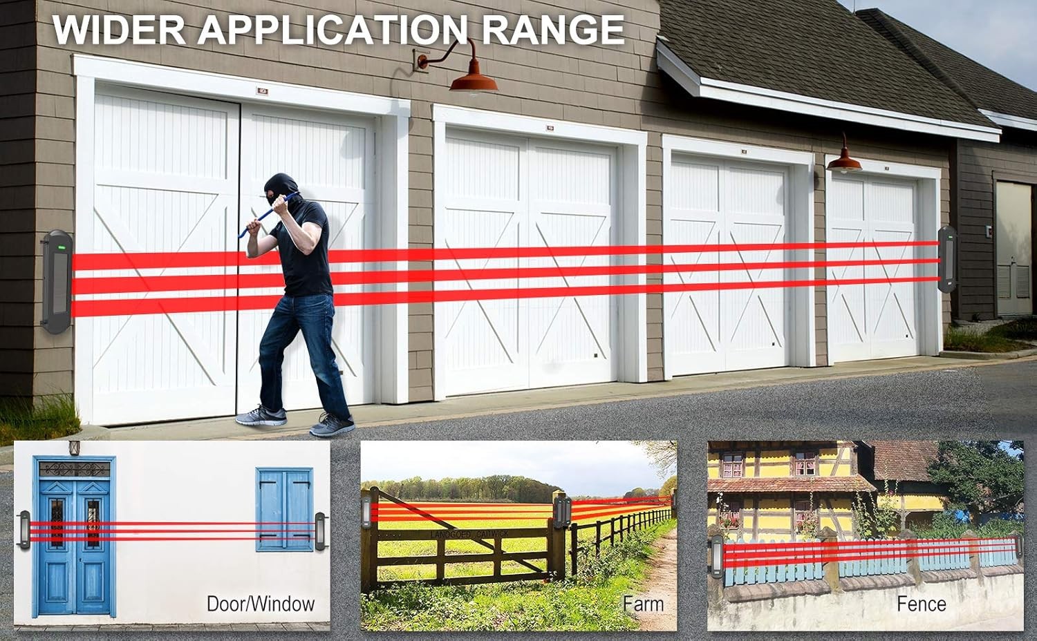 Solar Wireless Driveway Alarm System-1/2 Mile Long Transmission Range-300 Feet W
