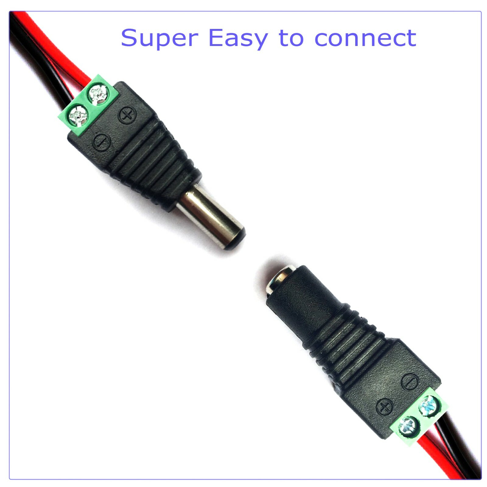 20pcs Male+Female DC Power Jack Connector Adapter Plug 2.1 x 5.5mm for CCTV