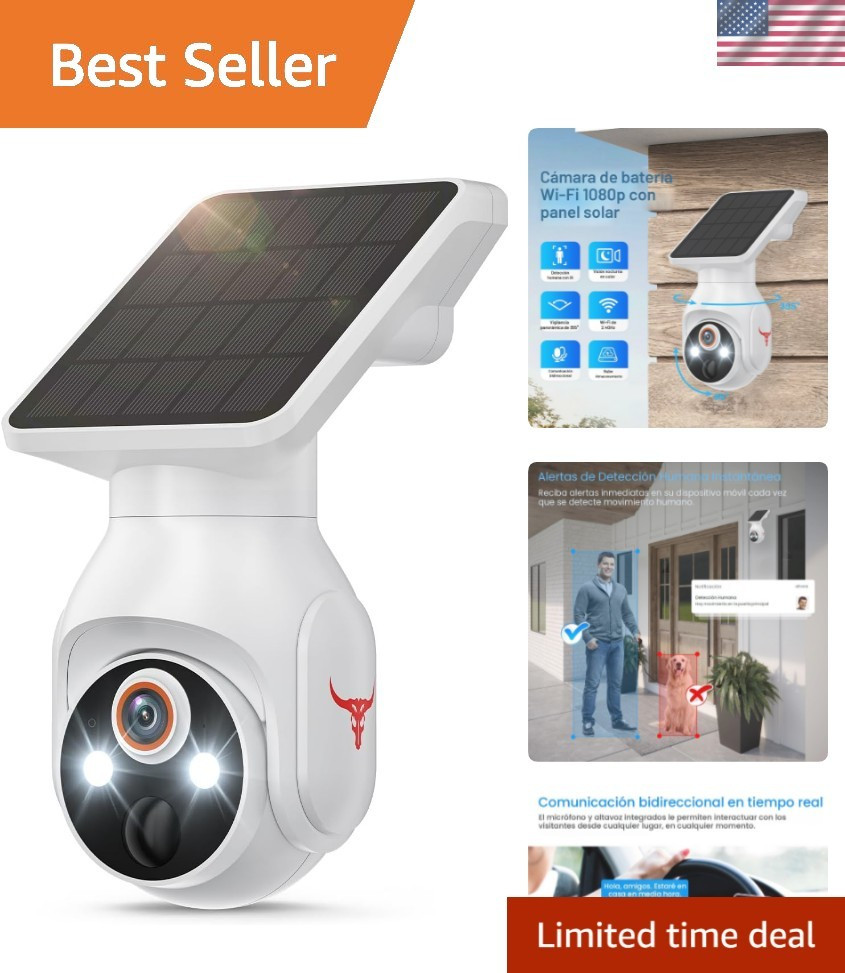 Famevibe Wireless Security Camera: 1080P, Solar-Powered with Two-Way Audio