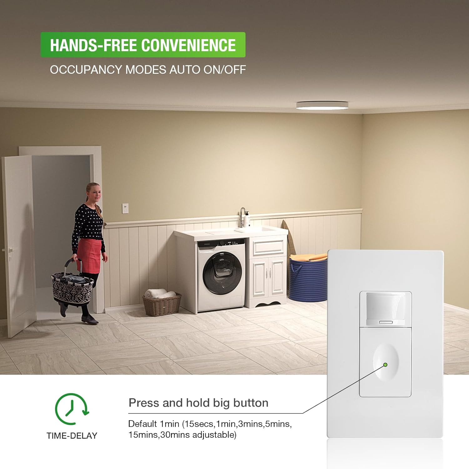 Motion Sensor Light Switch No Neutral Wire Required Ground Needed 5A Single Pole