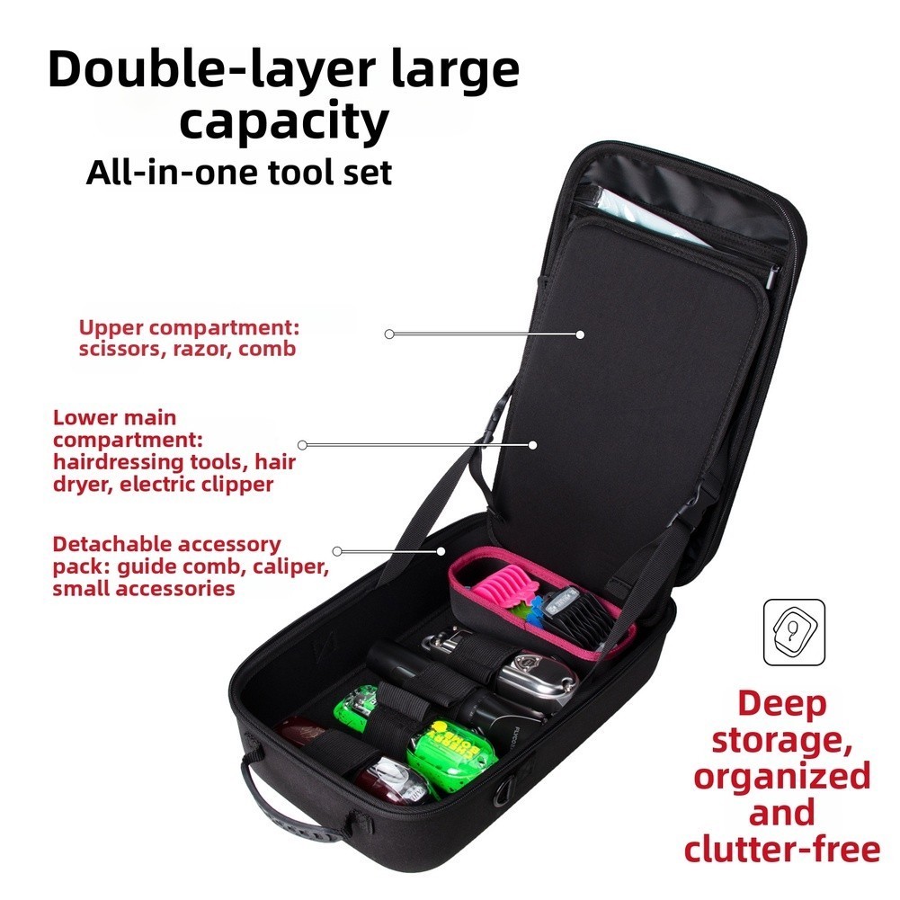 Professional EVA Barber Bag for Tools 35×21.5×12.5cm Detachable Shoulder Strap