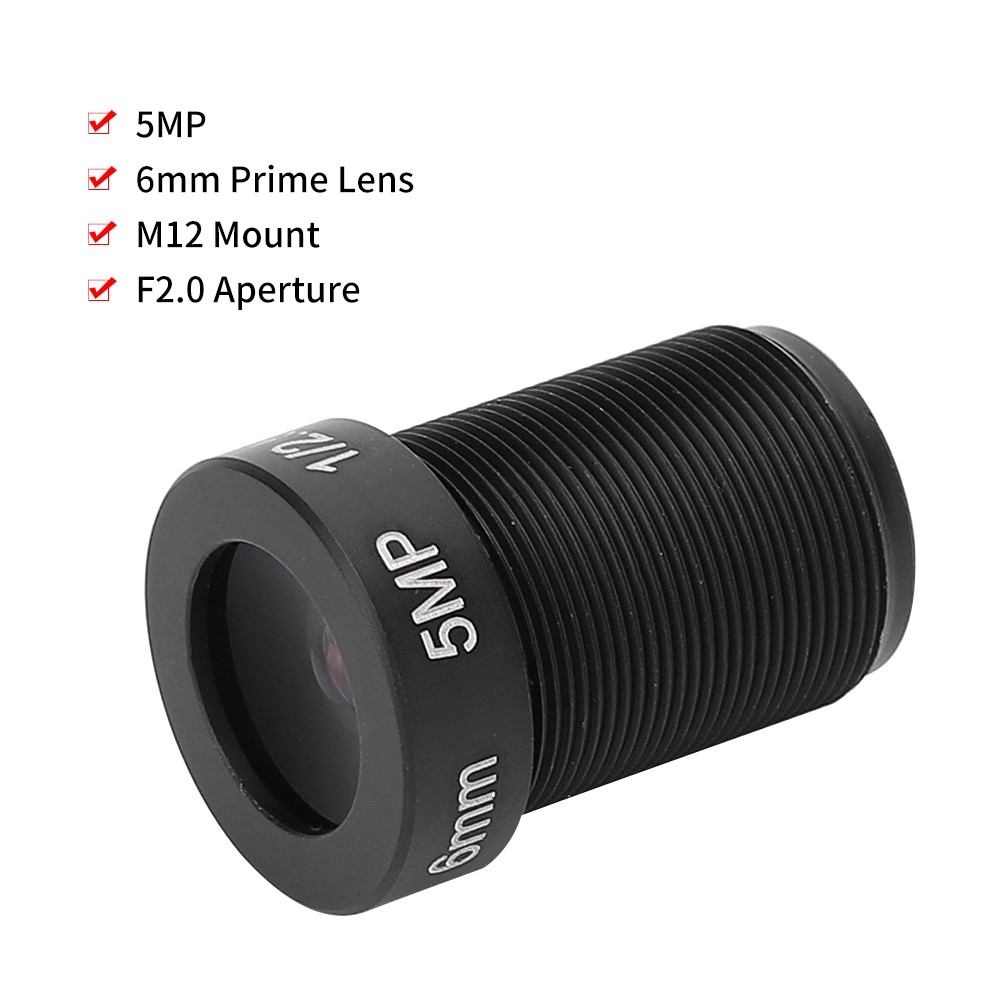 5MP Camera Lens High Definition 6mm Fixed 1/2.5 Image Format M12 Mounts