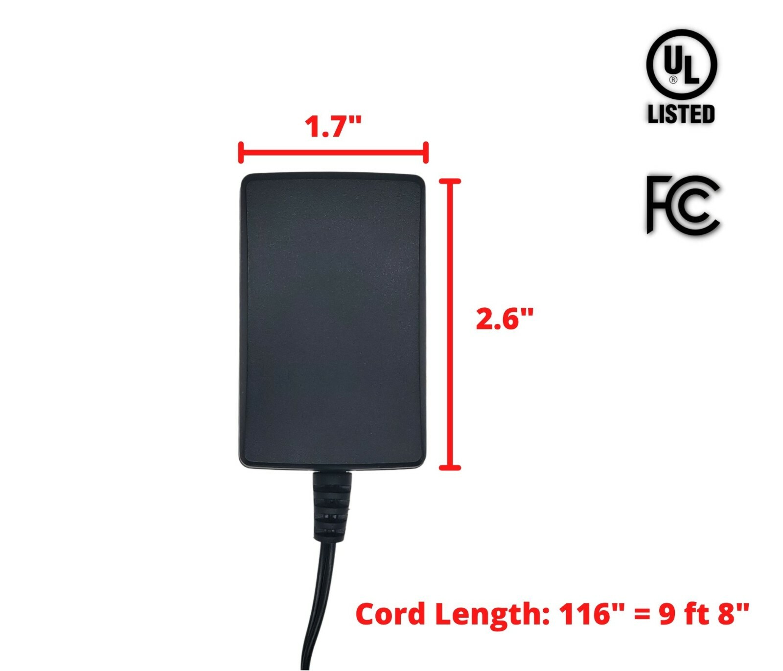 2PK DC 12V 1.5 Amp Power Supply Adapter 1500mA Wall Charger for 12V Electronics