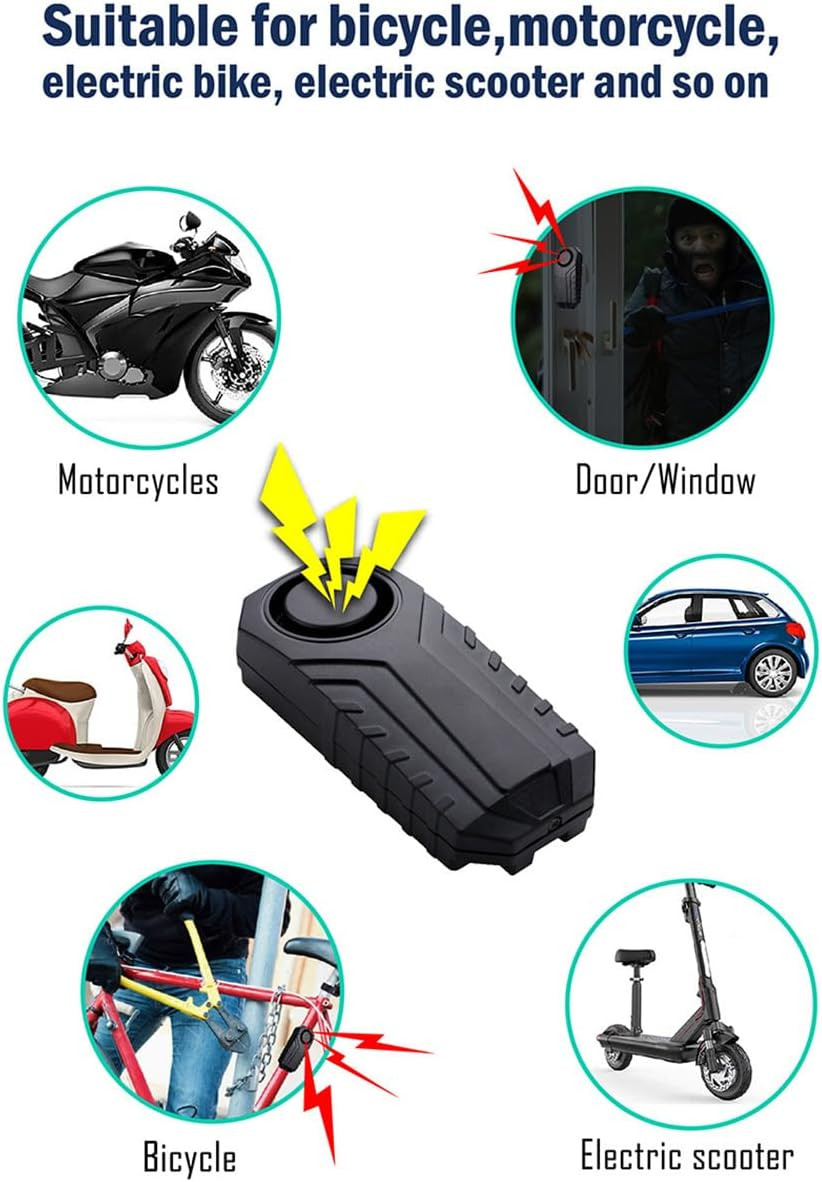 Bike Alarm Updated Wireless Vibration Motion Sensor Waterproof anti Theft 113Db