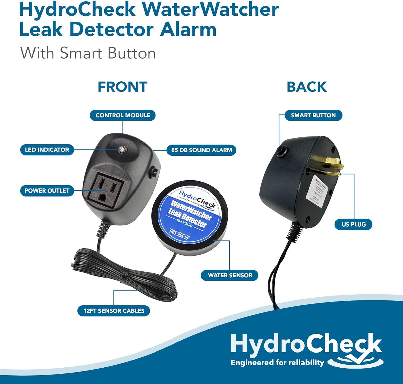 Water Leak Detector Alarm, Smart Water Sensor for Home Basements, Automatic