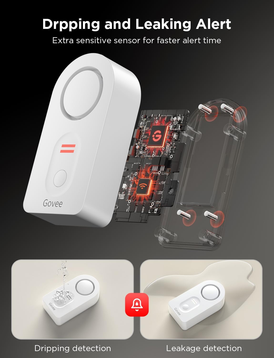 Wifi Water Sensor 3 Pack, Smart Water Leak Detector, 100Db Adjustable Alarm S…