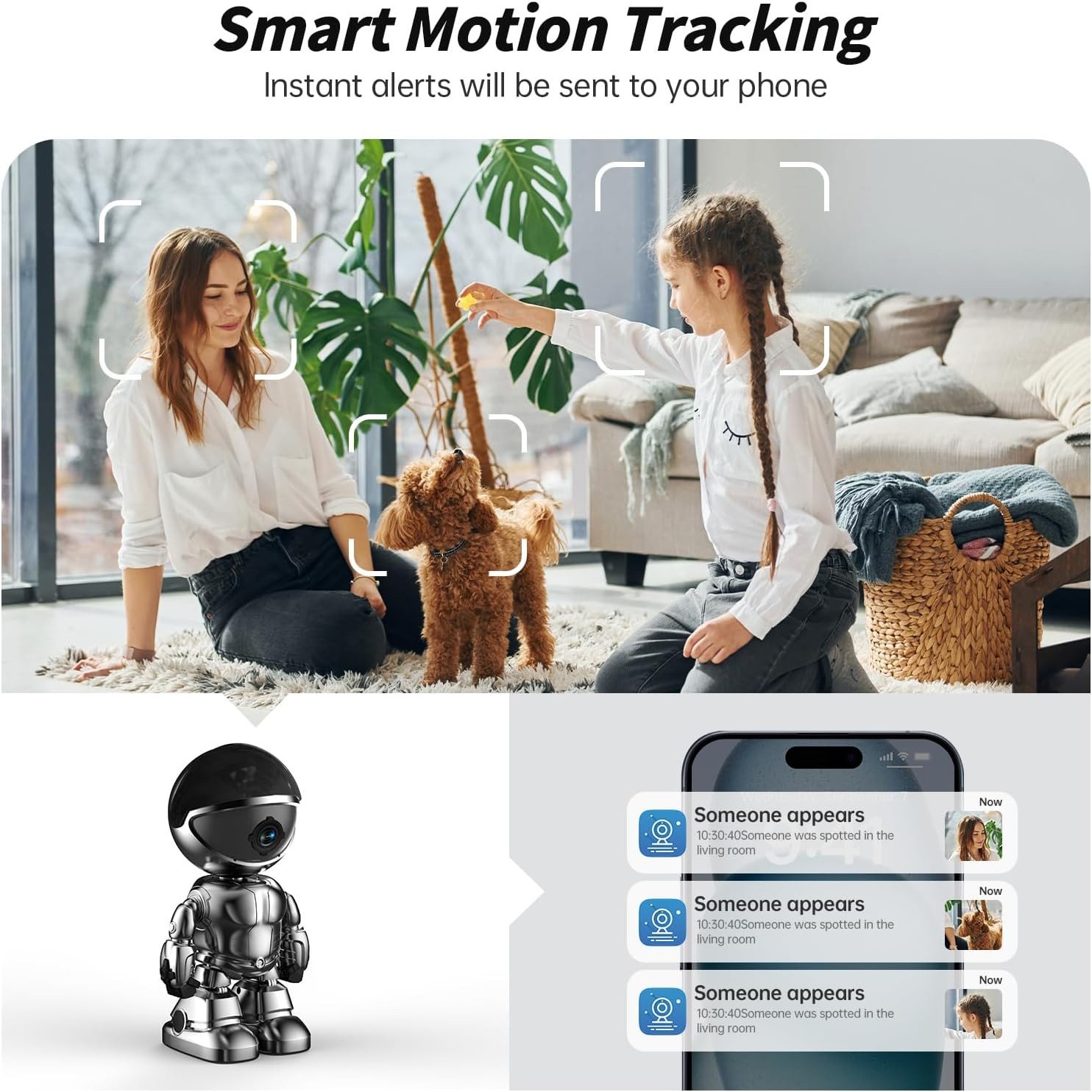 Indoor Camera Robot, 2K 5G/2.4Ghz Wifi Pet Robot Cam with Phone App Eseecloud, 3