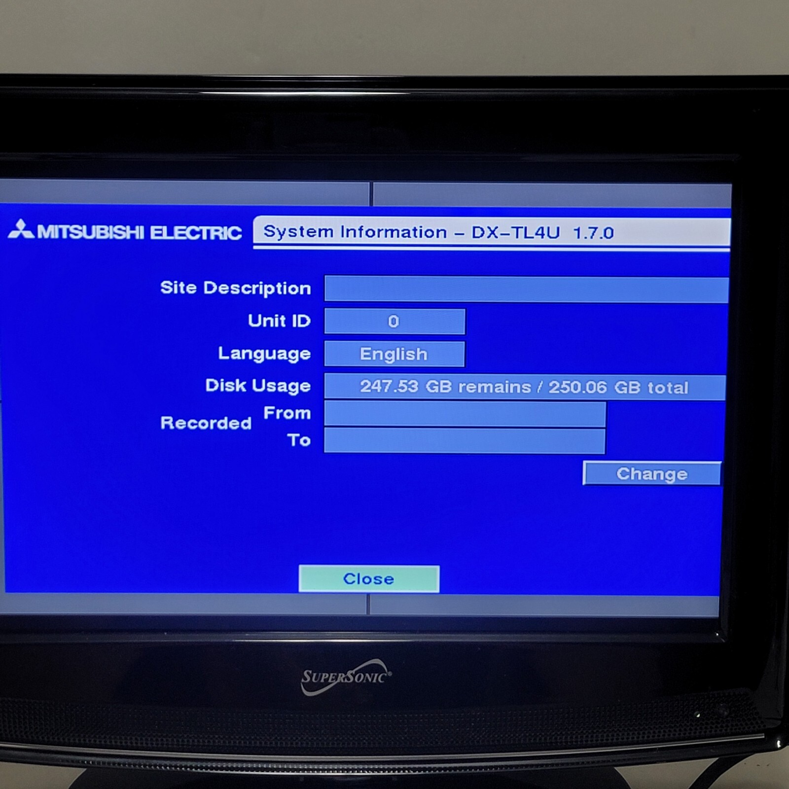 Mitsubishi DX-TL4U Digital Video Recorder 4 Channel DVR 250GB HDD With Remote
