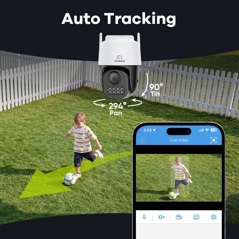 SANNCE 8CH NVR 3K PoE PT Security Camera System Color Night Vision AI Detection