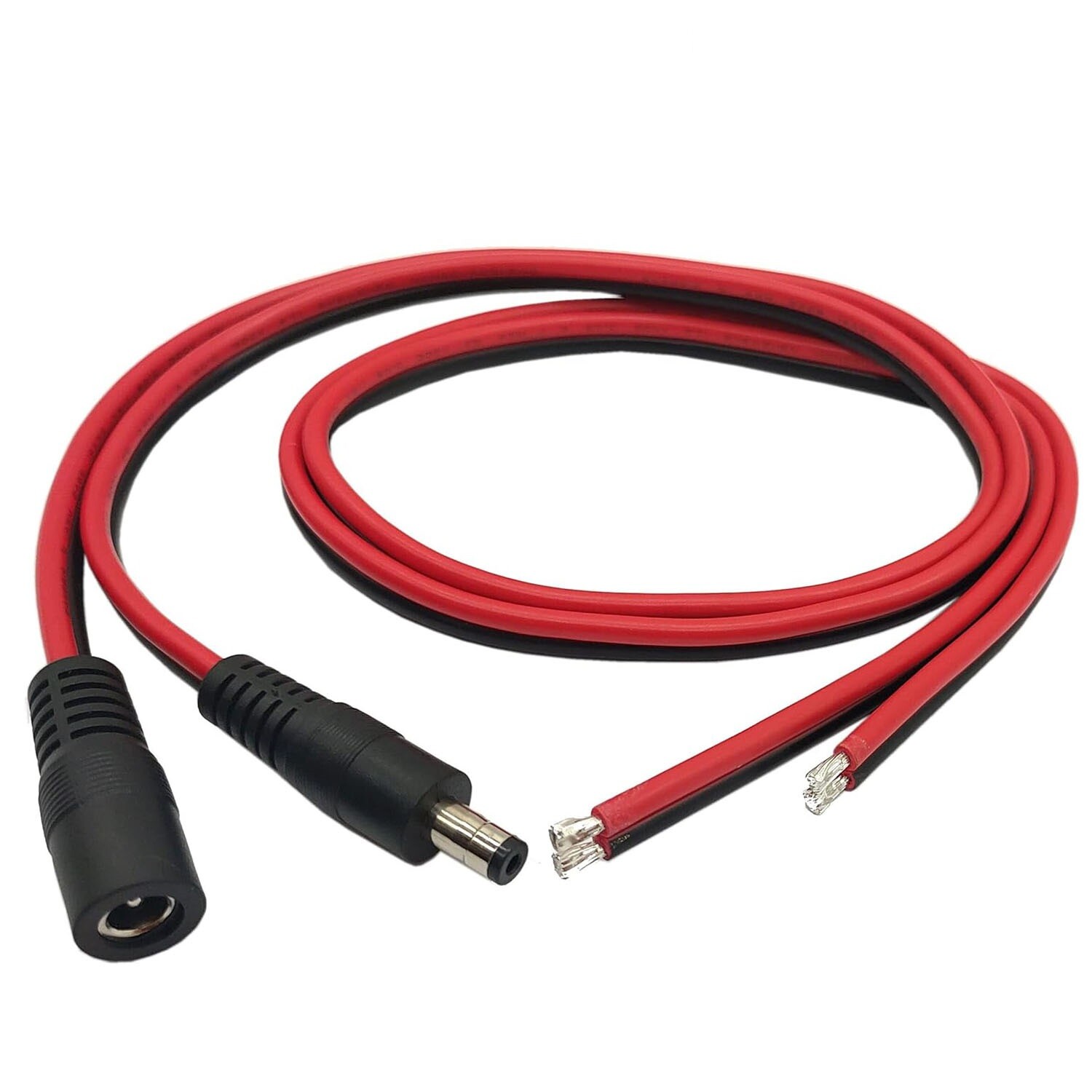 1Pair DC Power Cable Male Female Connector CCTV Camera Pigtail 5.5 x 2.1mm 14AWG